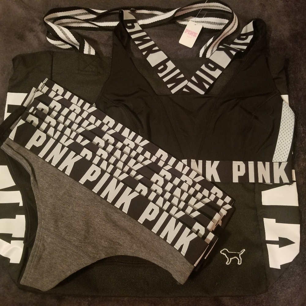 Victoria's Secret PINK lot : tote, 7 panties, bra